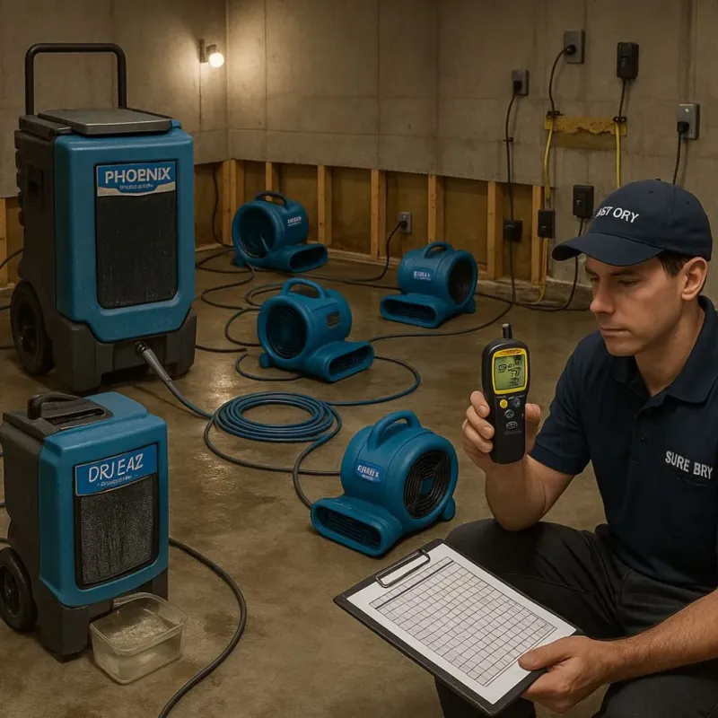 Structural Drying and Dehumidification process in Westford, MA
